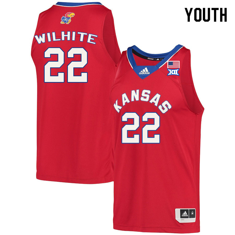 Youth #22 Dillon Wilhite Kansas Jayhawks College Basketball Jerseys Stitched Sale-Red
